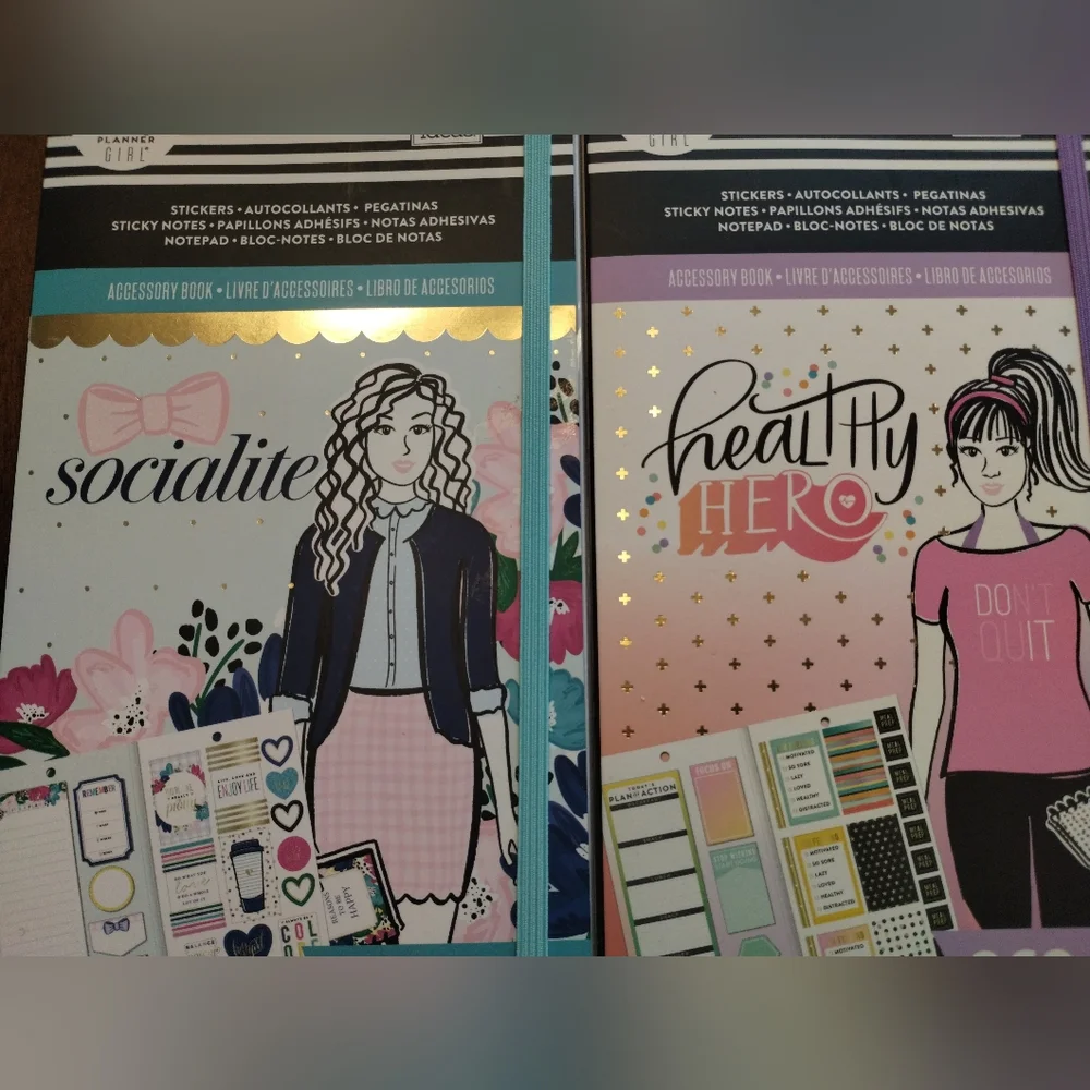 The Happy Planner Sticker Collection, 2 Books Healthy Hero Fitness and Socialite